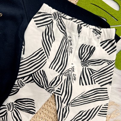  Conj. Casaco Life needs a Little Bow e Calça Legging - Preto e Dourado